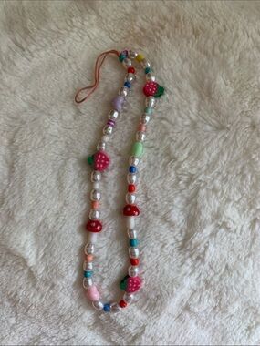 Kids Strawberry & Pearl Bead Necklace - Multicolor